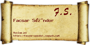 Facsar Sándor névjegykártya