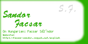 sandor facsar business card